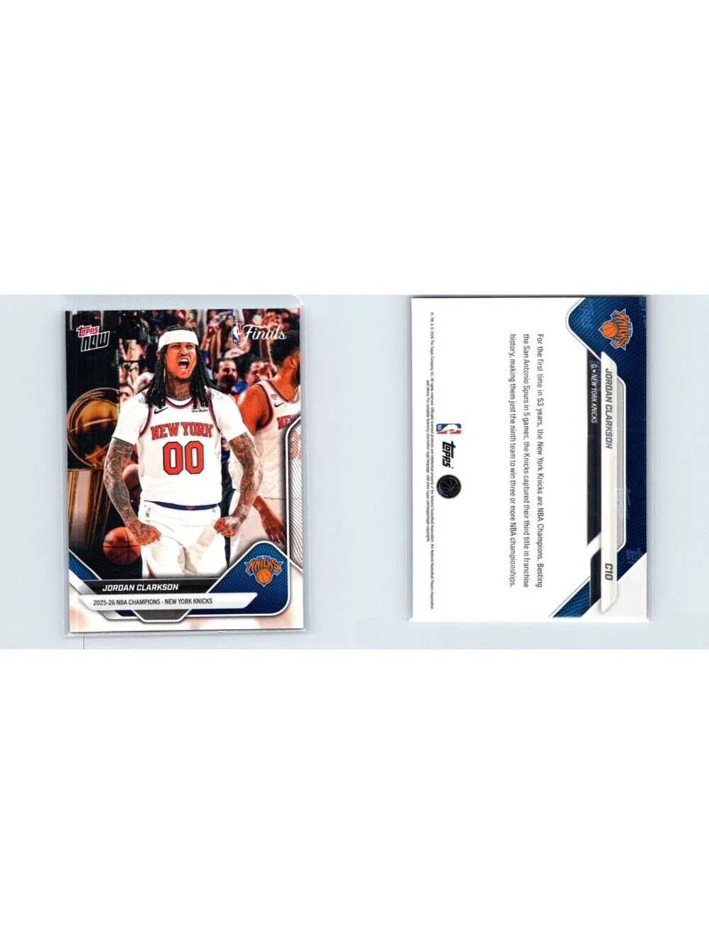 2026 Topps Now NBA Jordan Clarkson #C10 New York Knicks Champions